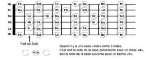 Tableau des notes sur le manche